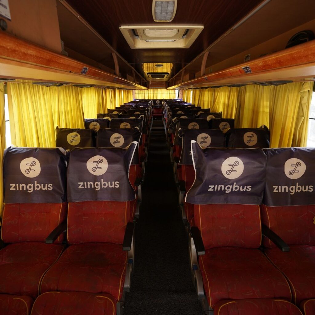zingbus comfortable seats with leg room space